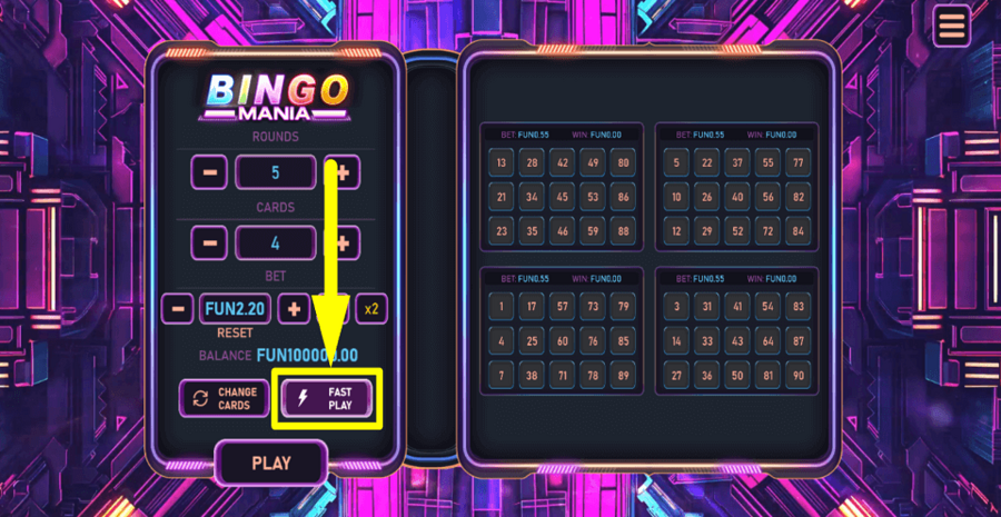 Bingo Mania Fast Play Feature