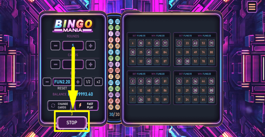 Bingo Mania Stop Button