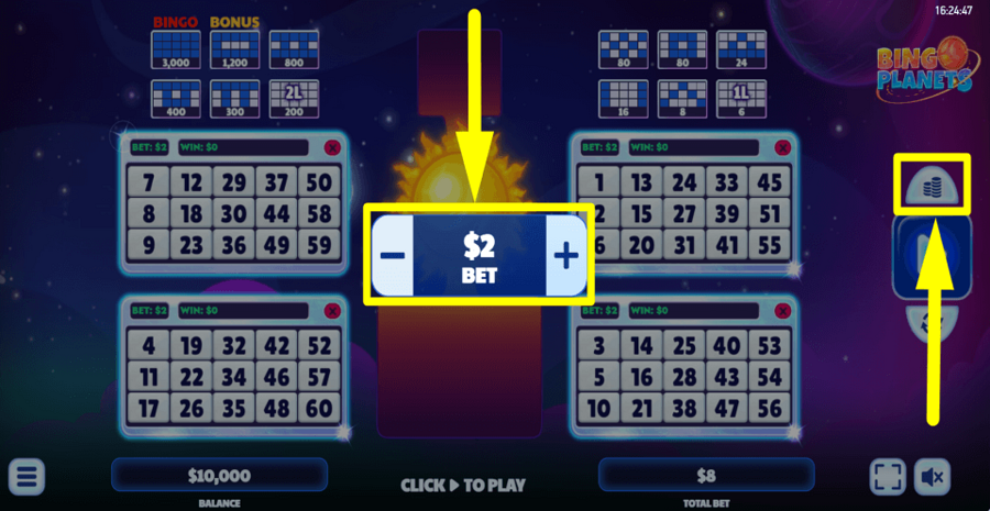 Bingo Planets Bet Value