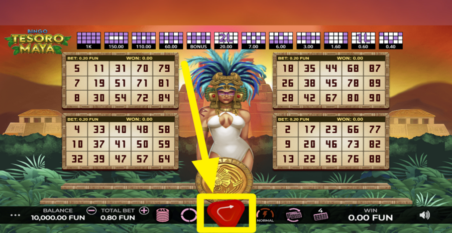 Bingo Tesoro Maya Spin Button