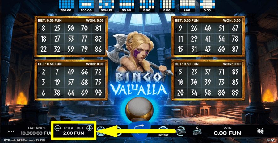 Bingo Valhalla Bet Value