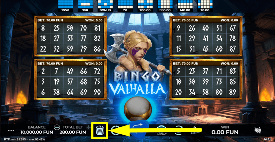 Bingo Valhalla Max Button