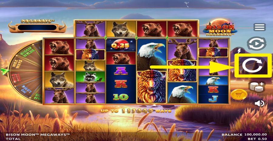 Bison Moon Megaways Spin Button