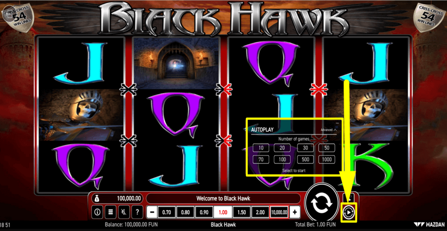 Black Hawk Autoplay Feature
