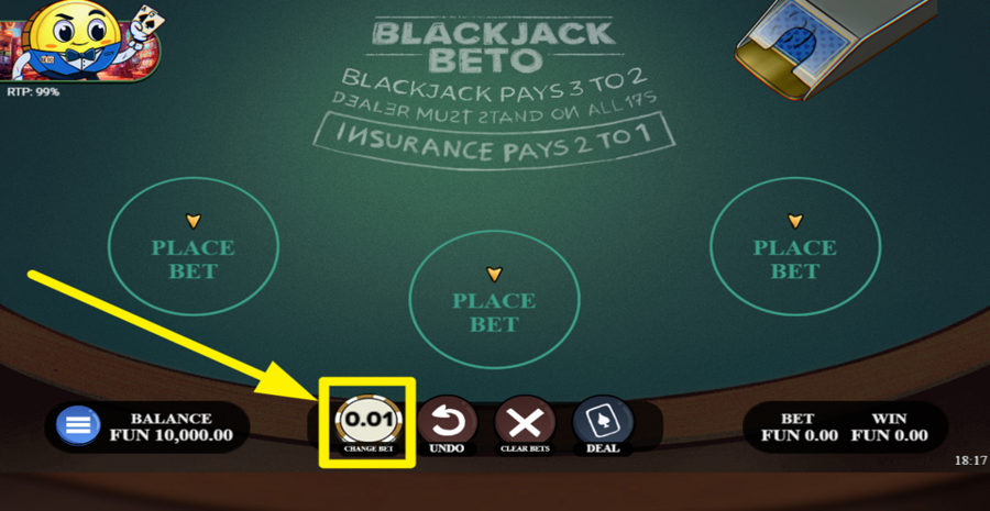 Blackjack Beto Choose Bet