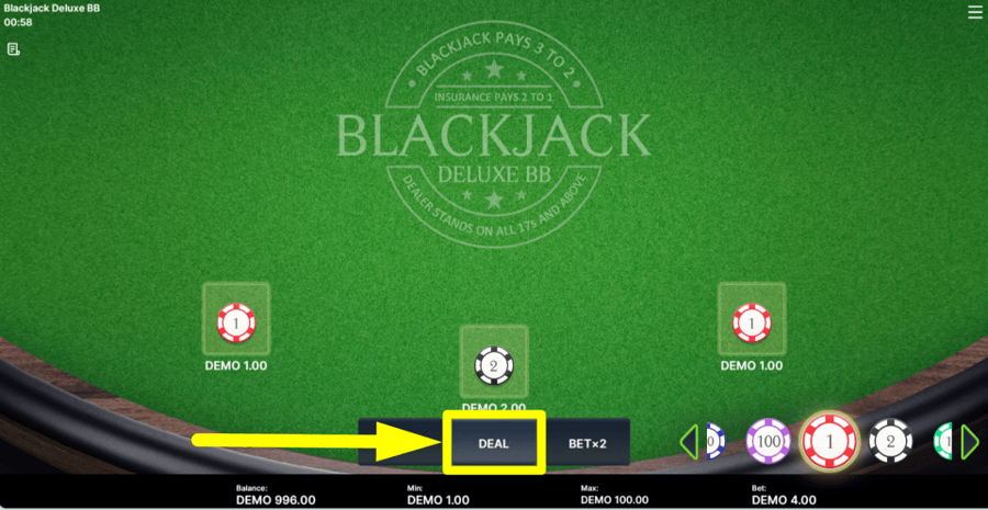 Blackjack Deluxe Bb Deal Button