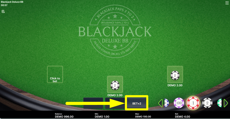 Blackjack Deluxe Bb Double Bet Button