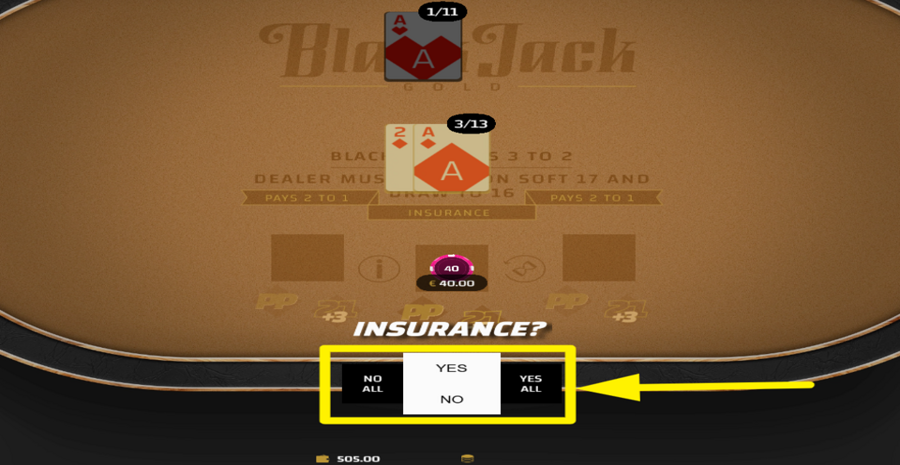 Blackjack Gold Insurance