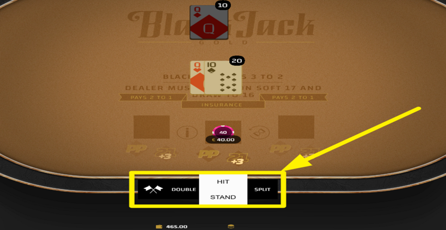 Blackjack Gold Take Actions