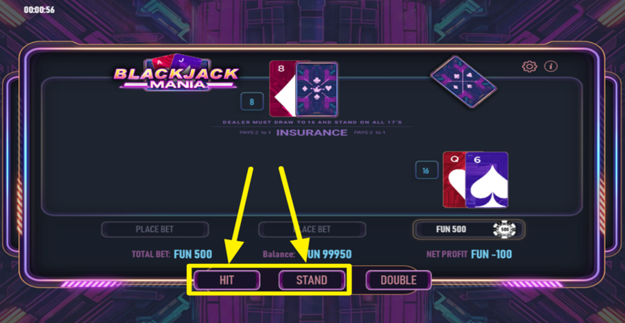blackjack mania hit or stand