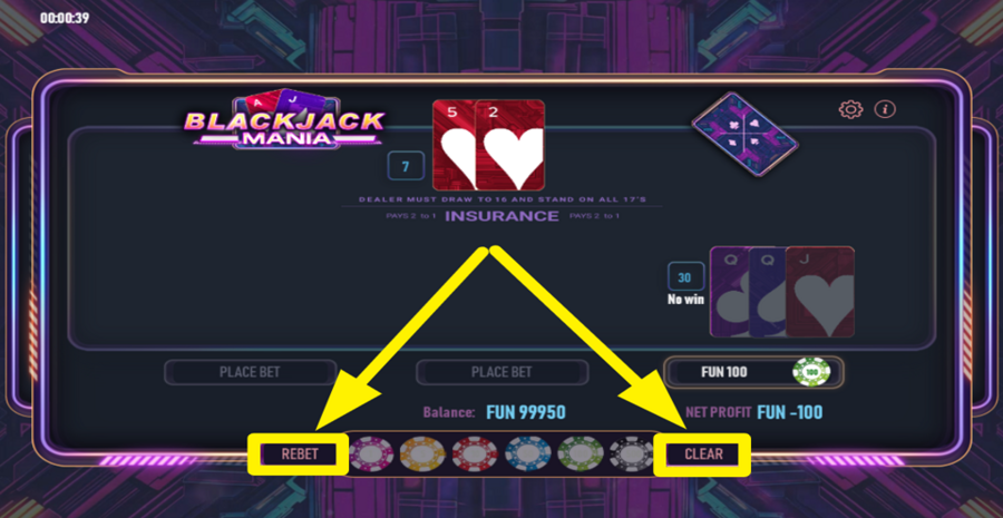 blackjack mania rebet or clear