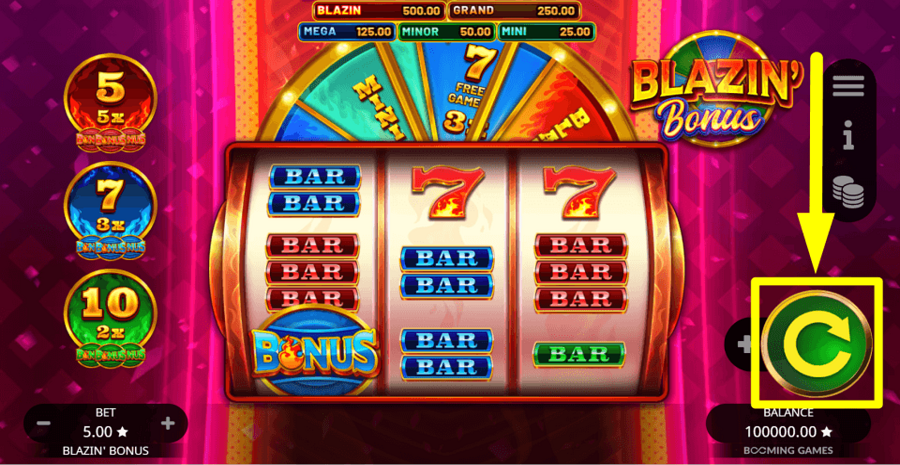 Blazin Bonus Spin Button