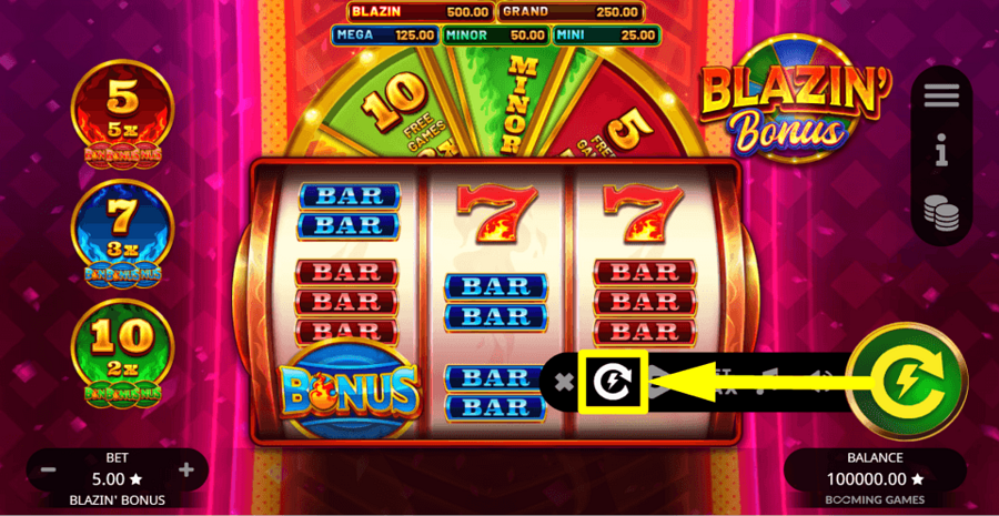 Blazin Bonus Turbo Feature