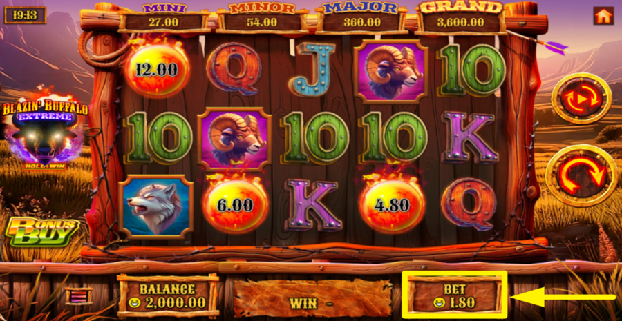 Blazin Buffalo Extreme Adjust Bet