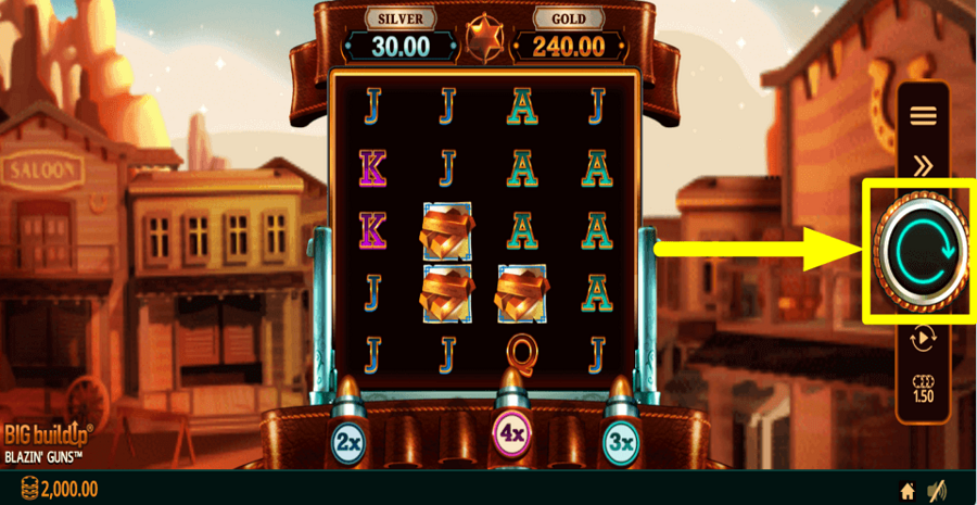 Blazin Guns Spin Button