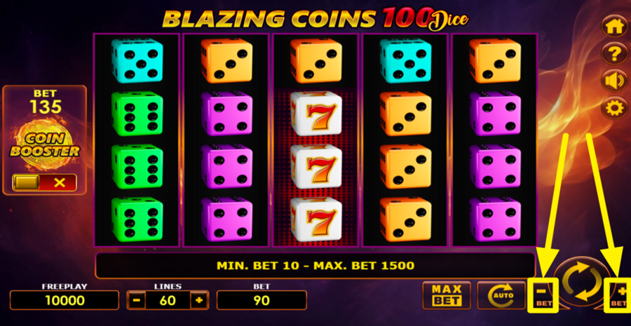 Blazing Coins 100 Dice Adjust Bet