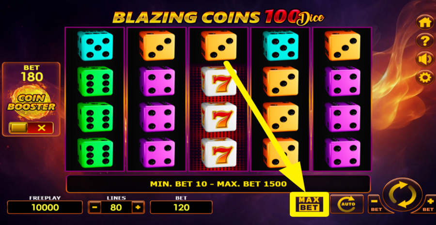 Blazing Coins 100 Dice Max Bet