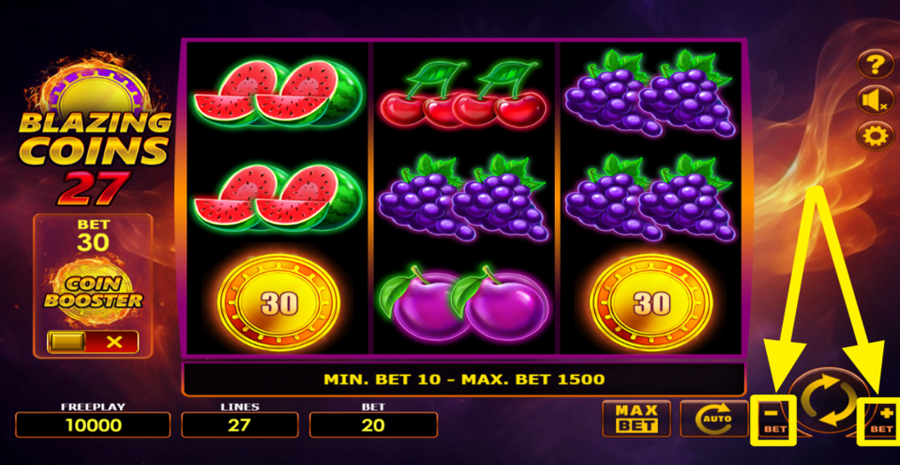 Blazing Coins 27 Adjust Bet