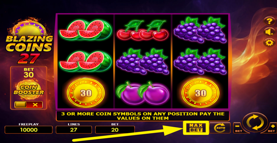 Blazing Coins 27 Max Bet