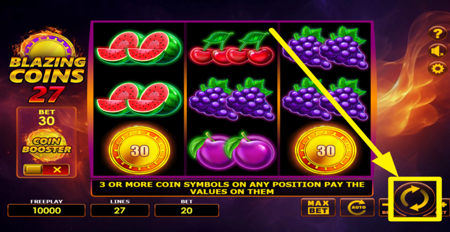 Blazing Coins 27 Spin Button