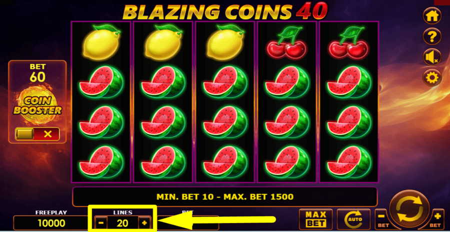 Blazing Coins 40 Adjustable Paylines