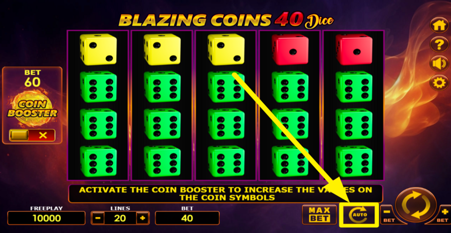 Blazing Coins 40 Dice Autoplay