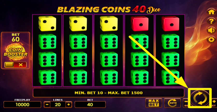 Blazing Coins 40 Dice Spin