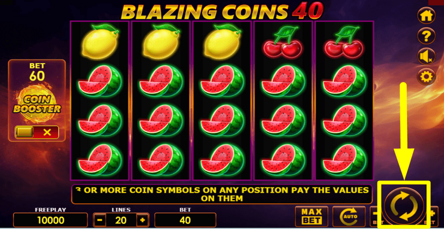 Blazing Coins 40 Spin Button