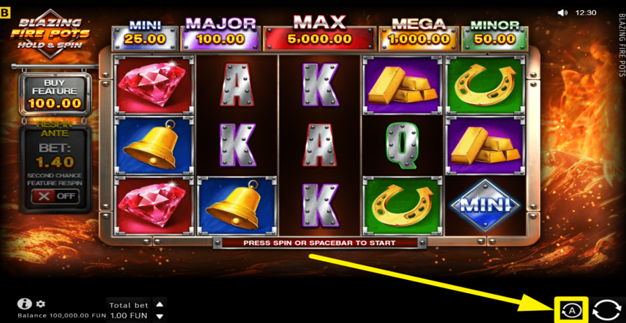 Blazing Fire Pots Hold And Spin Autoplay