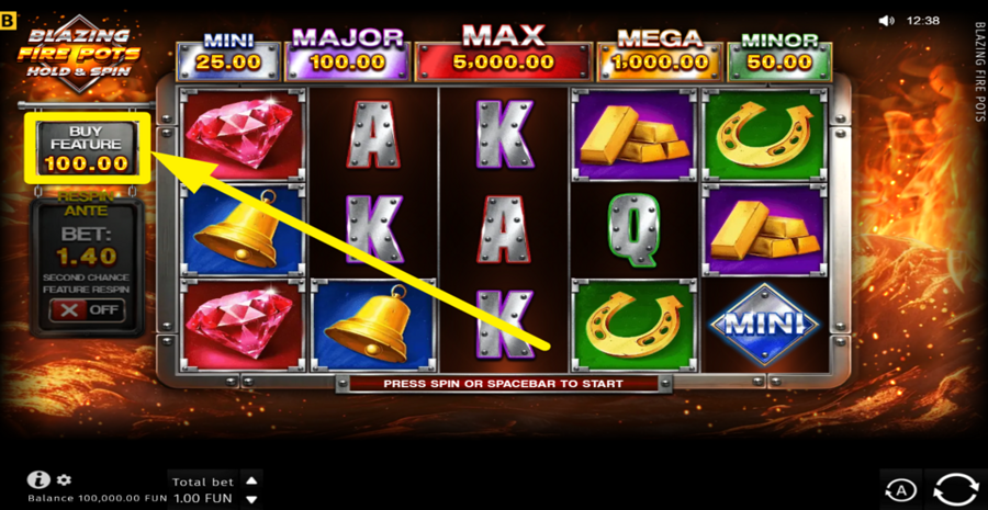 Blazing Fire Pots Hold And Spin Buy Bonus