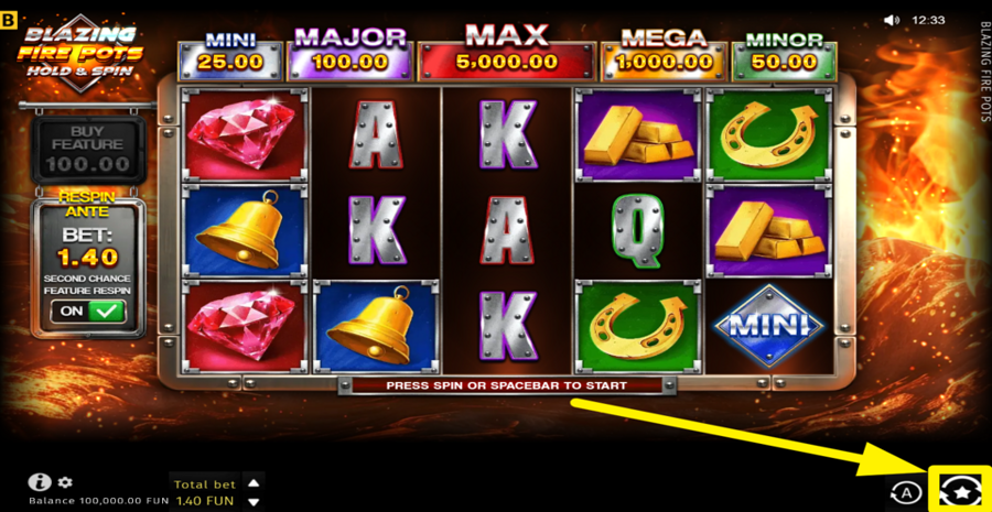 Blazing Fire Pots Hold And Spin Spin