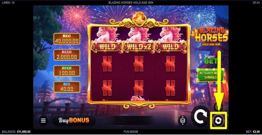 Blazing Horses Hold And Win Autoplay Feature