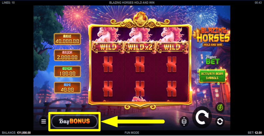 Blazing Horses Hold And Win Buy Feature
