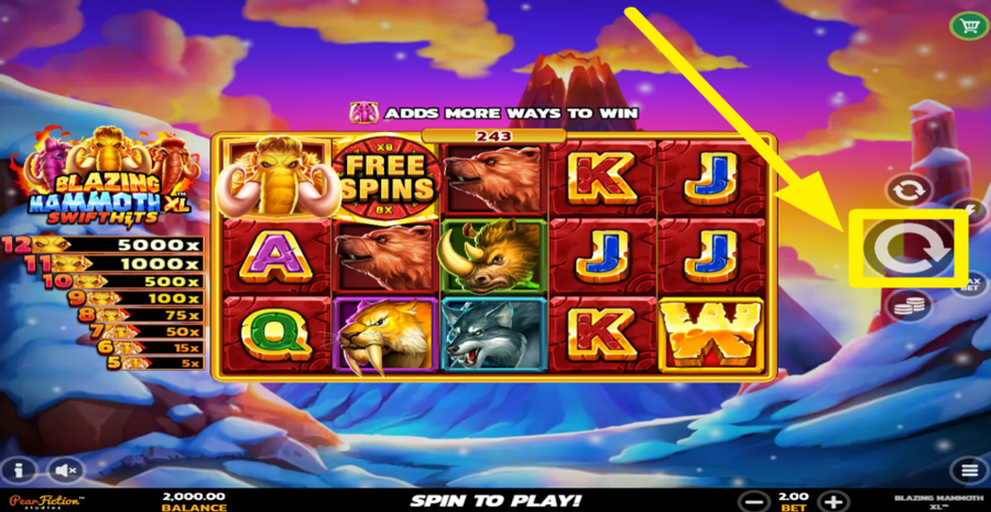 Blazing Mammoth Xl Swifthits Spin Button