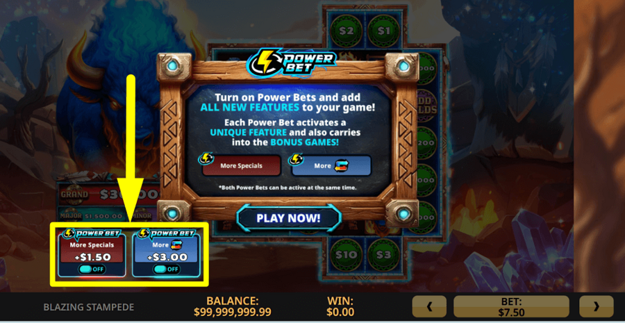 Blazing Stampede Power Bet Feature