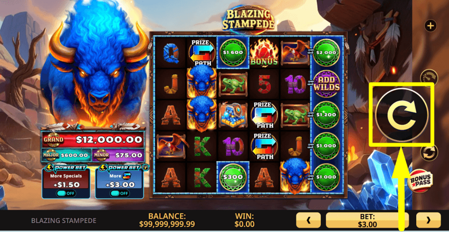 Blazing Stampede Spin Button