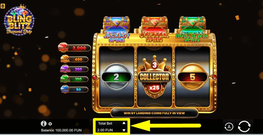 Bling Blitz Diamond Drop Bet Value