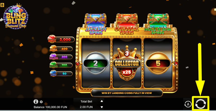 Bling Blitz Diamond Drop Spin Button