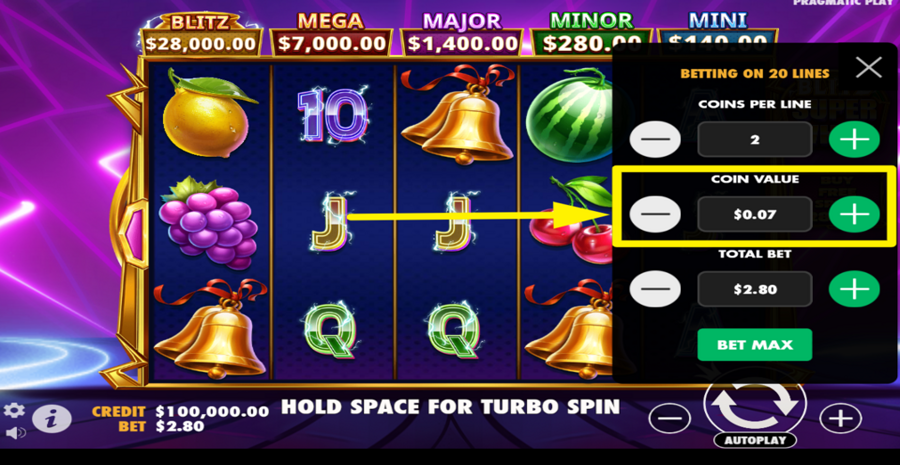 Blitz Super Wheel Adjust Coin Value