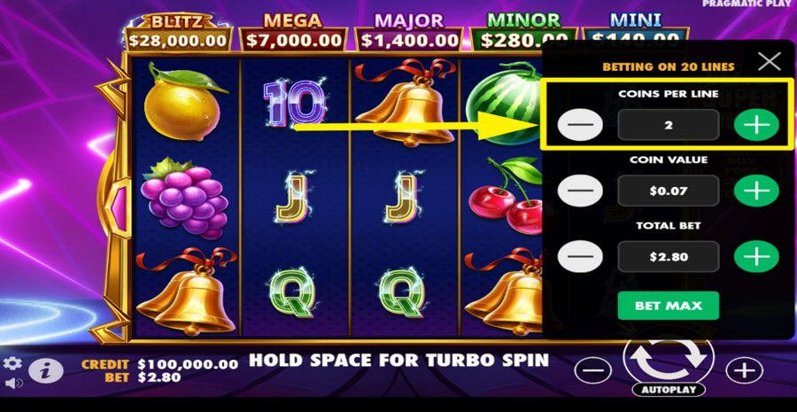 Blitz Super Wheel Adjust Coins Per Line