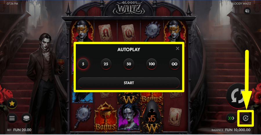 Bloody Waltz Autoplay Feature