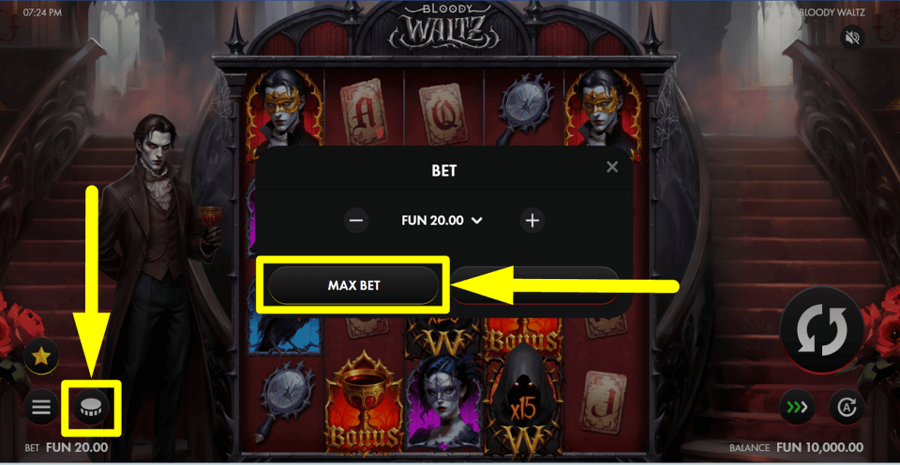 Bloody Waltz Max Bet Button