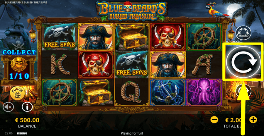 Blue Beards Buried Treasure Spin Button