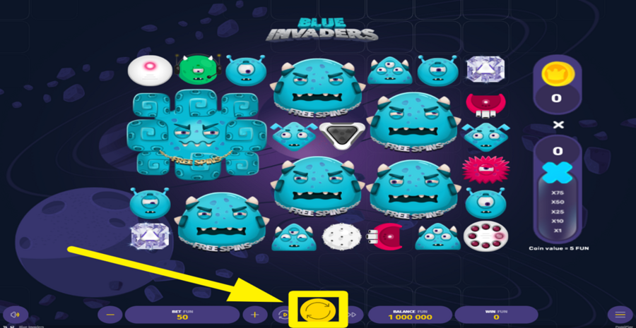 Blue Invaders Spin Button