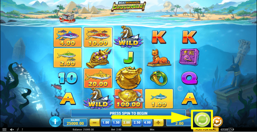 Boat Bonanza Croconile Spin Button