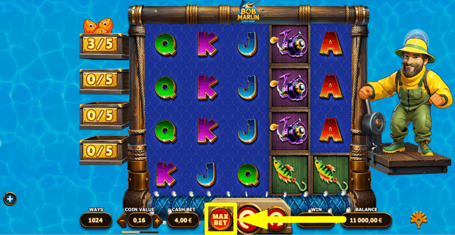 Bob Marlin Goes Deep Max Bet Button