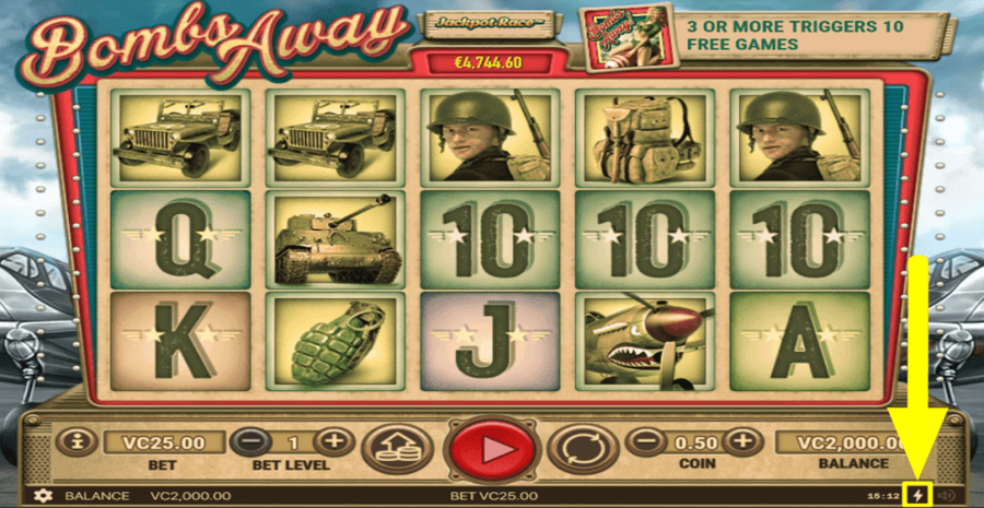 Bombs Away Quick Spin Feature