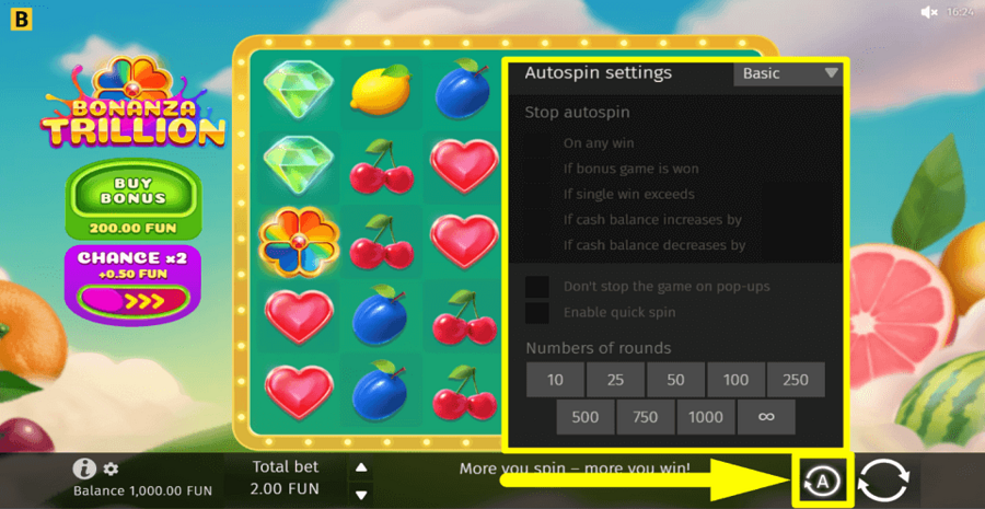 Bonanza Trillion Autoplay Feature