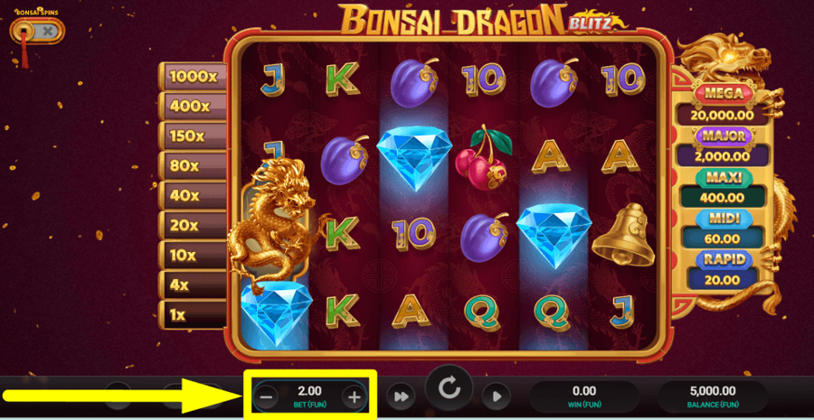 Bonsai Dragon Blitz Bet Value