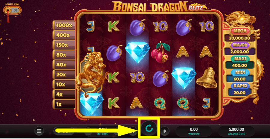 Bonsai Dragon Blitz Spin Button